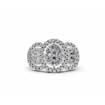 Ring with 0.49ct Marquise Cut diamonds, 0.13ct Princess Cut diamonds and 0.44ct round diamonds
