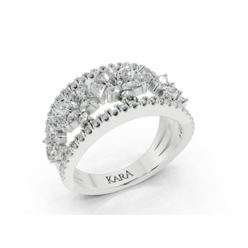 Ring with 0.50ct Marquise Cut diamonds, 0.36ct Princess Cut diamonds and 0.45ct round diamonds