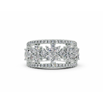 Ring with 0.50ct Marquise Cut diamonds, 0.36ct Princess Cut diamonds and 0.45ct round diamonds