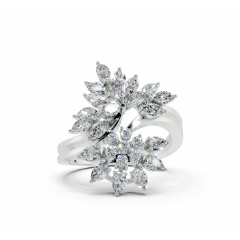 Ring with 0.52ct Marquise Cut diamonds, 0.31ct Pear Cut diamonds and 0.11ct round diamonds