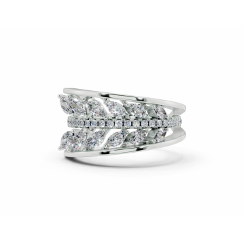 Ring with 0.53ct Marquise Cut diamonds and 0.14ct round diamonds