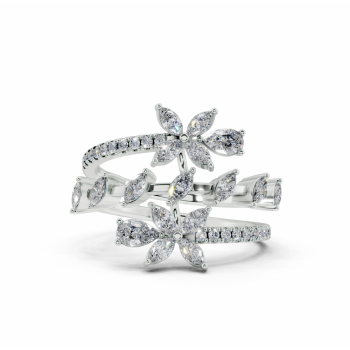 Ring with 0.55ct Marquise Cut diamonds, 0.17ct Pear Cut diamonds and 0.13ct round diamonds