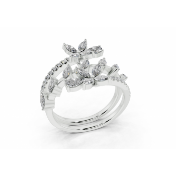 Ring with 0.55ct Marquise Cut diamonds, 0.17ct Pear Cut diamonds and 0.13ct round diamonds