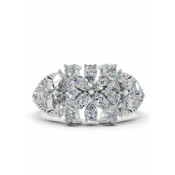 Ring with 0.56ct Marquise Cut diamonds, 0.10ct Pear Cut diamonds and 0.12ct round diamonds