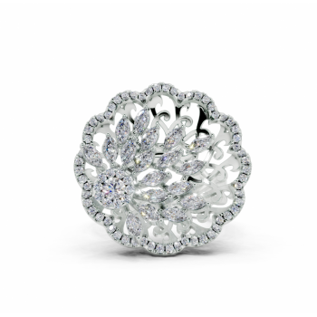 Ring with 0.63ct Marquise Cut diamonds and 0.43ct round diamonds
