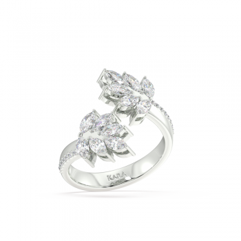 Ring with 0.84ct Marquise Cut Diamonds and 0.06ct Round Diamonds