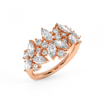 Ring with 1.55 ct Marquise Cut diamonds and 0.56 ct round diamonds