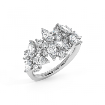 Ring with 1.55 ct Marquise Cut diamonds and 0.56 ct round diamonds