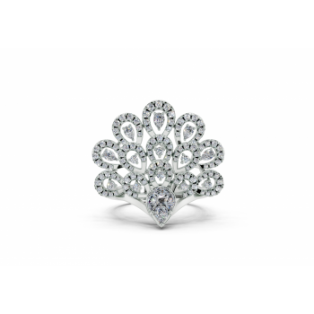 Ring with Marquise diamonds of 0.07 ct, Pear diamonds of 0.20 ct and Round diamonds of 0.73 ct