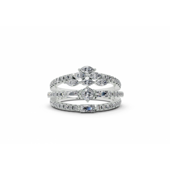 Ring with Marquise diamonds of 0.22 ct, Baget diamonds of 0.16 ct and Round diamonds of 0.42 ct