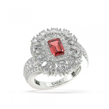 Ring with Mix diamonds of 0.91 ct and Ruby of 1.81 ct
