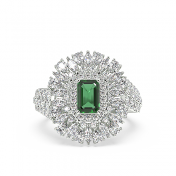 0.91 ct Mix and 1.81 ct Emerald diamond ring