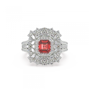 Ring with 1.30 ct Mix diamond and 1.04 ct Ruby