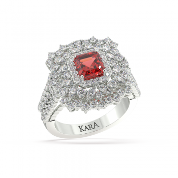 Ring with 1.30 ct Mix diamond and 1.04 ct Ruby