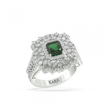 1.30 ct Mix and 1.04 ct Emerald diamond ring