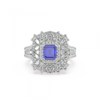 Ring with 1.30 ct Mix diamonds and 1.04 ct Tanzanite