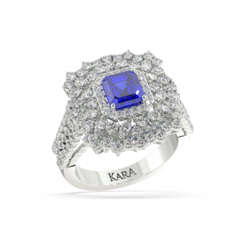 Ring with 1.30 ct Mix diamonds and 1.04 ct Tanzanite