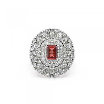 Ring with Mix diamonds of 1.60 ct and Ruby of 0.76 ct