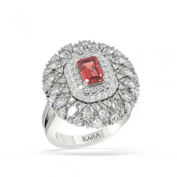 Ring with Mix diamonds of 1.60 ct and Ruby of 0.76 ct