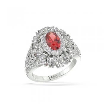 Ring with Mix diamonds of 1.60 ct and Ruby of 0.94 ct