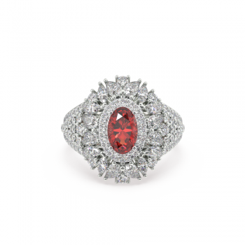 Ring with Mix diamonds of 1.60 ct and Ruby of 0.94 ct