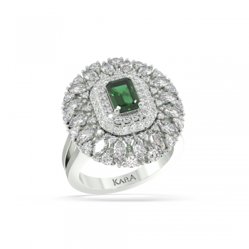 1.60 ct Mix and 0.76 ct Emerald diamond ring