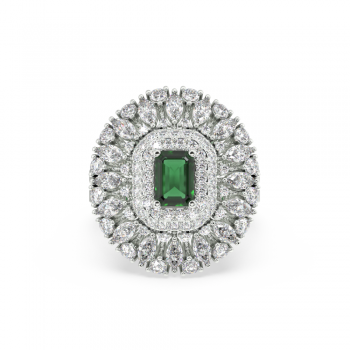 1.60 ct Mix and 0.76 ct Emerald diamond ring