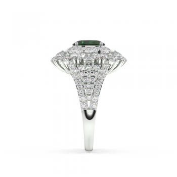Ring with Mix diamonds of 1.60 ct and Emerald of 0.94 ct