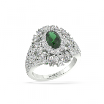 Ring with Mix diamonds of 1.60 ct and Emerald of 0.94 ct