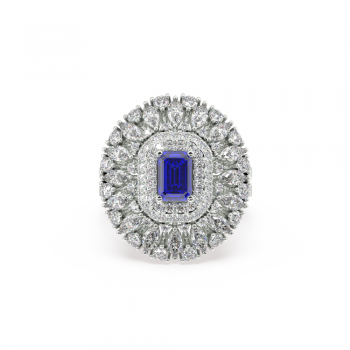 Ring with Mix diamonds of 1.60 ct and Tanzanite of 0.76 ct