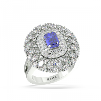Ring with Mix diamonds of 1.60 ct and Tanzanite of 0.76 ct