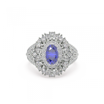 Ring with Mix diamonds of 1.60 ct and Tanzanite of 0.94 ct