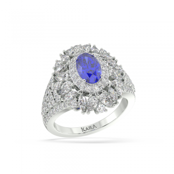Ring with Mix diamonds of 1.60 ct and Tanzanite of 0.94 ct