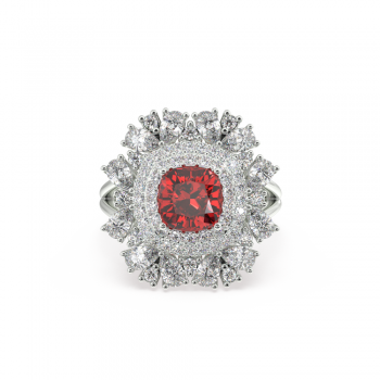 1.63 ct Mix and 1.68 ct Ruby diamond ring