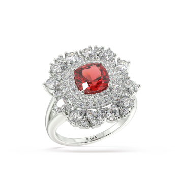 1.63 ct Mix and 1.68 ct Ruby diamond ring