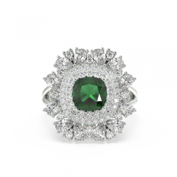 1.63 ct Mix and 1.68 ct Emerald diamond ring
