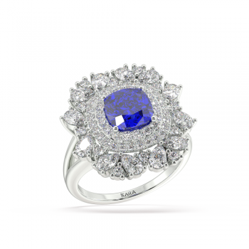 Ring with Mix diamonds of 1.63 ct and Tanzanite of 1.68 ct