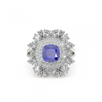 Ring with Mix diamonds of 1.63 ct and Tanzanite of 1.68 ct
