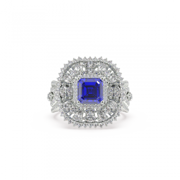 1.72 ct Mix diamond and 1.73 ct Tanzanite ring
