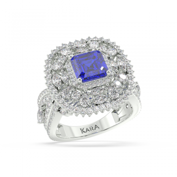 1.72 ct Mix diamond and 1.73 ct Tanzanite ring