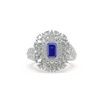 Ring with Mix diamonds of 1.81 ct and Tanzanite of 0.91 ct
