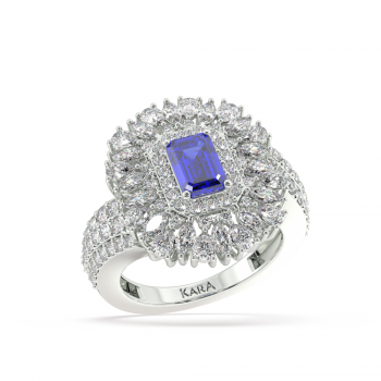 Ring with Mix diamonds of 1.81 ct and Tanzanite of 0.91 ct