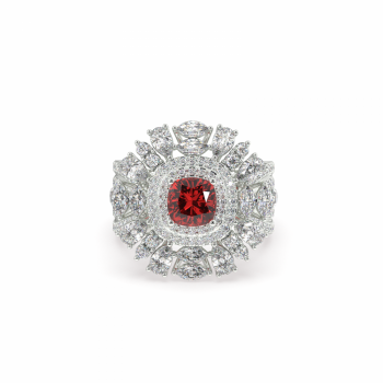 2.16 ct Mix diamond and 1.12 ct Ruby ring