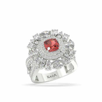 2.16 ct Mix diamond and 1.12 ct Ruby ring