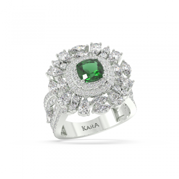 2.16 ct Mix and 1.12 ct Emerald diamond ring