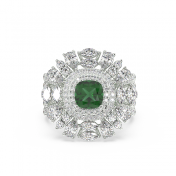 2.16 ct Mix and 1.12 ct Emerald diamond ring