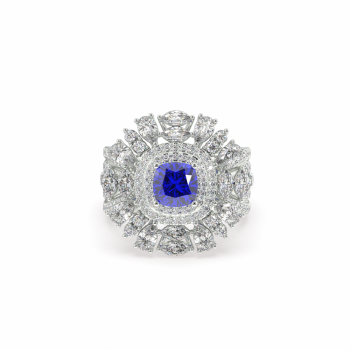 Ring with 2.16 ct Mix diamonds and 1.12 ct Tanzanite