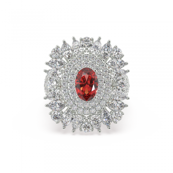 Ring with Mix diamonds of 2.59 ct and Ruby of 0.92 ct