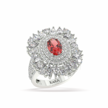 Ring with Mix diamonds of 2.59 ct and Ruby of 0.92 ct