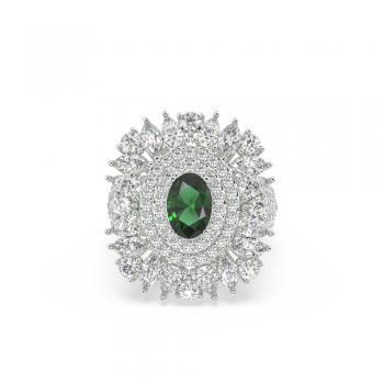 Ring with Mix diamonds of 2.59 ct and Emerald of 0.92 ct